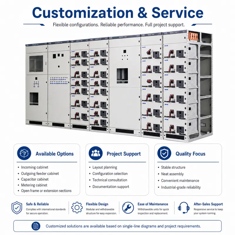 Customized Three-Phase 12kV Low Voltage Switchgear Cabinet (GCS, IP65, Energy Saving) — detail 4