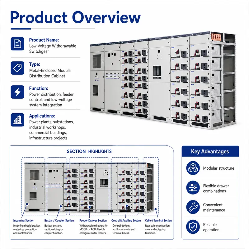 Customized Three-Phase 12kV Low Voltage Switchgear Cabinet (GCS, IP65, Energy Saving) — detail 1