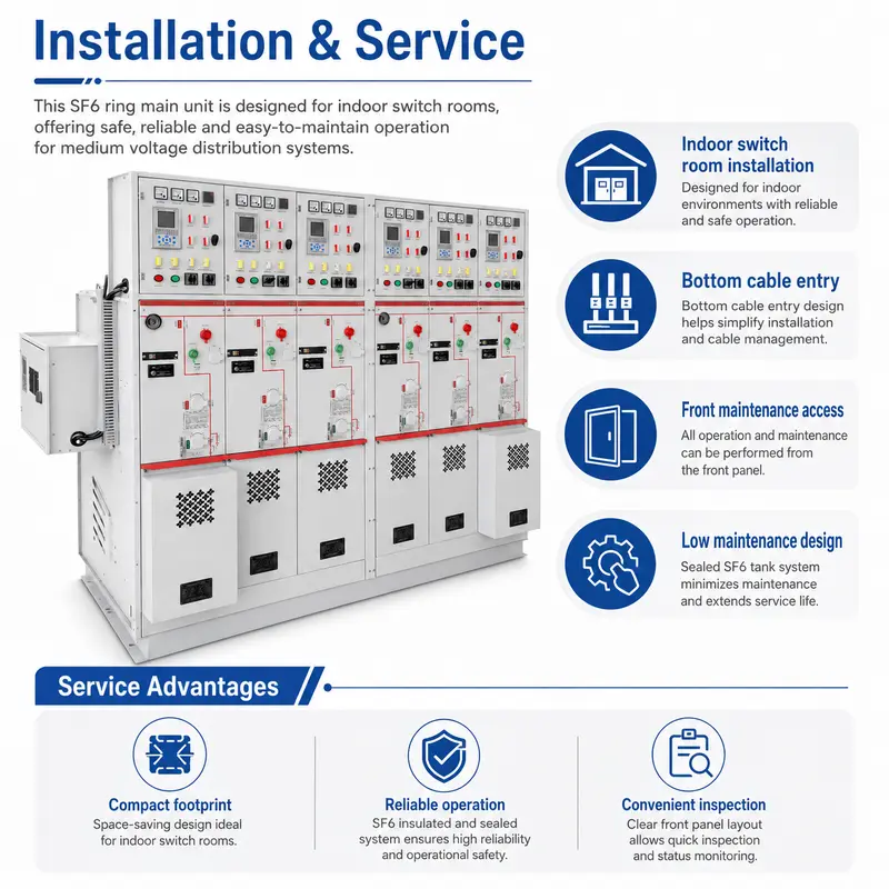 SF6 Intelligent Ring Main Unit, 12–33kV (630–2500A, Solid-Insulated, Indoor) — detail 4