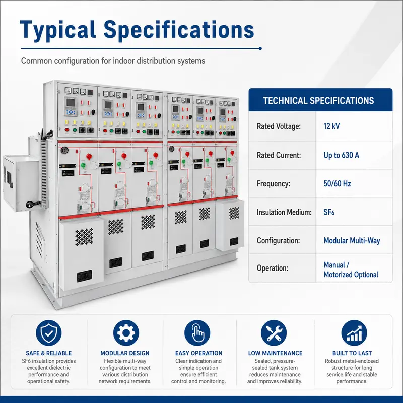 SF6 Intelligent Ring Main Unit, 12–33kV (630–2500A, Solid-Insulated, Indoor) — detail 2